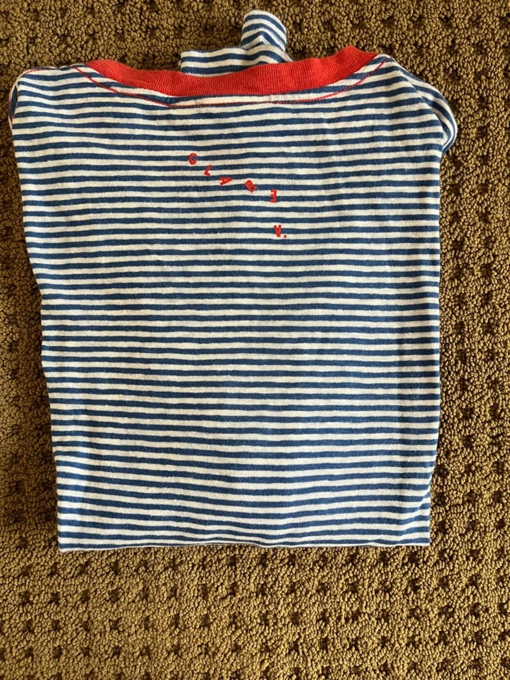 Clare V. Blue/Cream Mini Stripe Long Sleeve - S - Picture 4 of 7